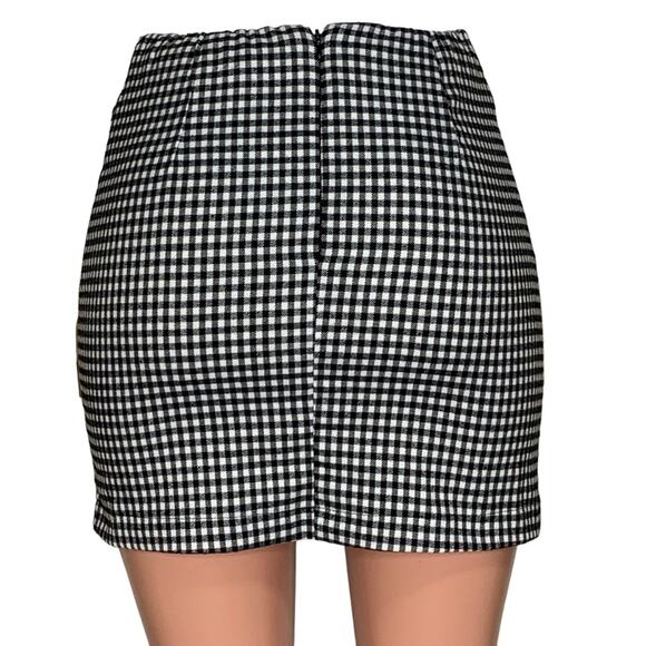 Eyeshadow Mini Skirt Houdstooth Plaid Black and White Size 3 Junior - Picture 5 of 10